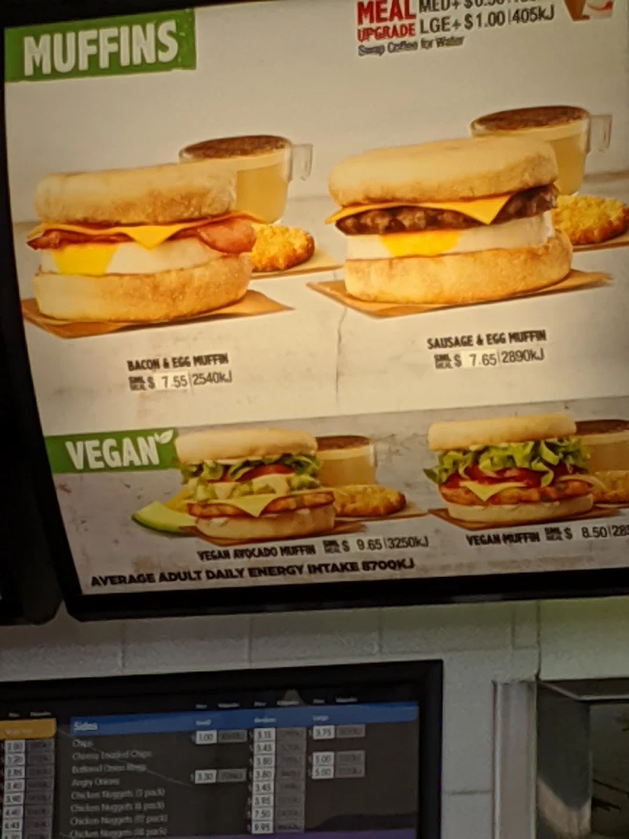Menu, Hungry Jack's Burgers Hobart