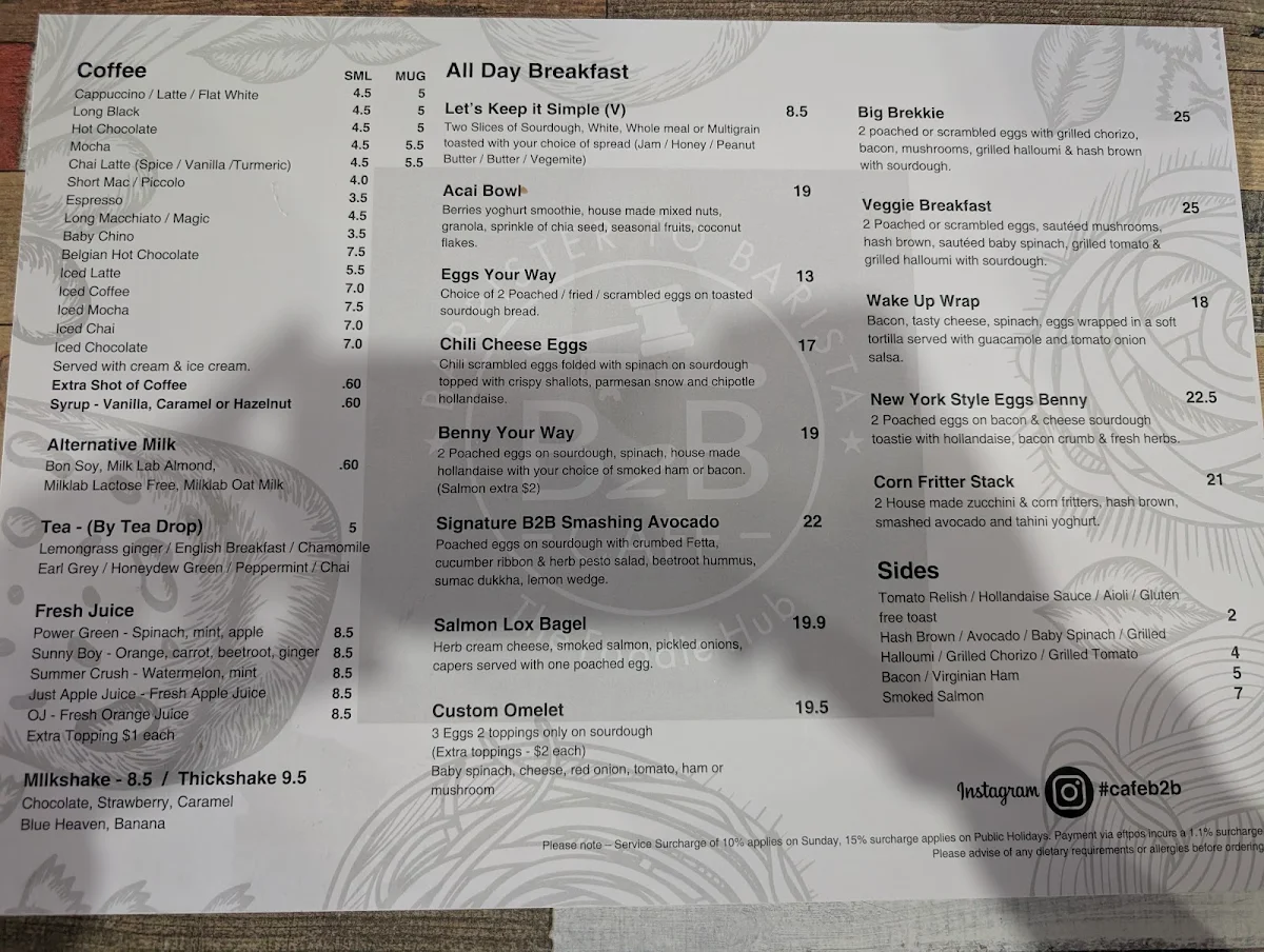 Menu, Cafe B2B Barrister To Barista By Jaffa