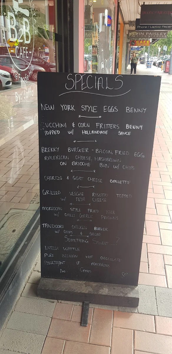 Menu, Cafe B2B Barrister To Barista By Jaffa
