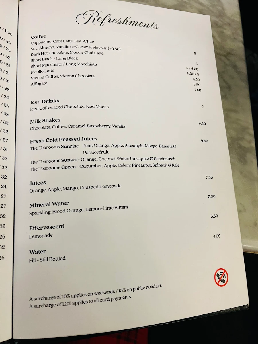 Menu, Hopetoun Tea Rooms est. 1892 (TM)