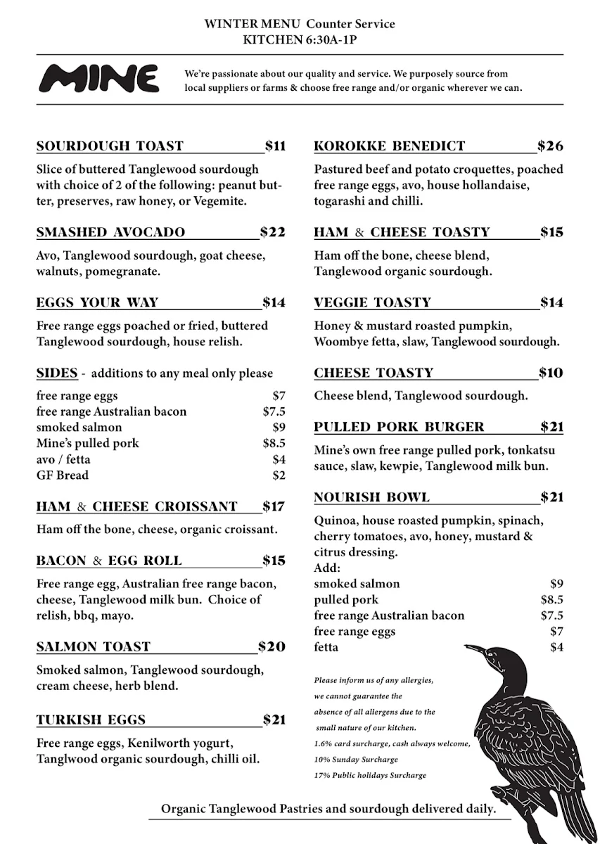 Menu, Mine