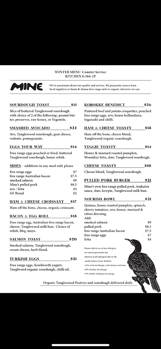 Menu, Mine