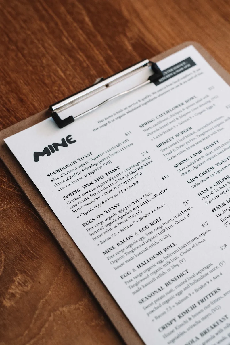 Menu, Mine