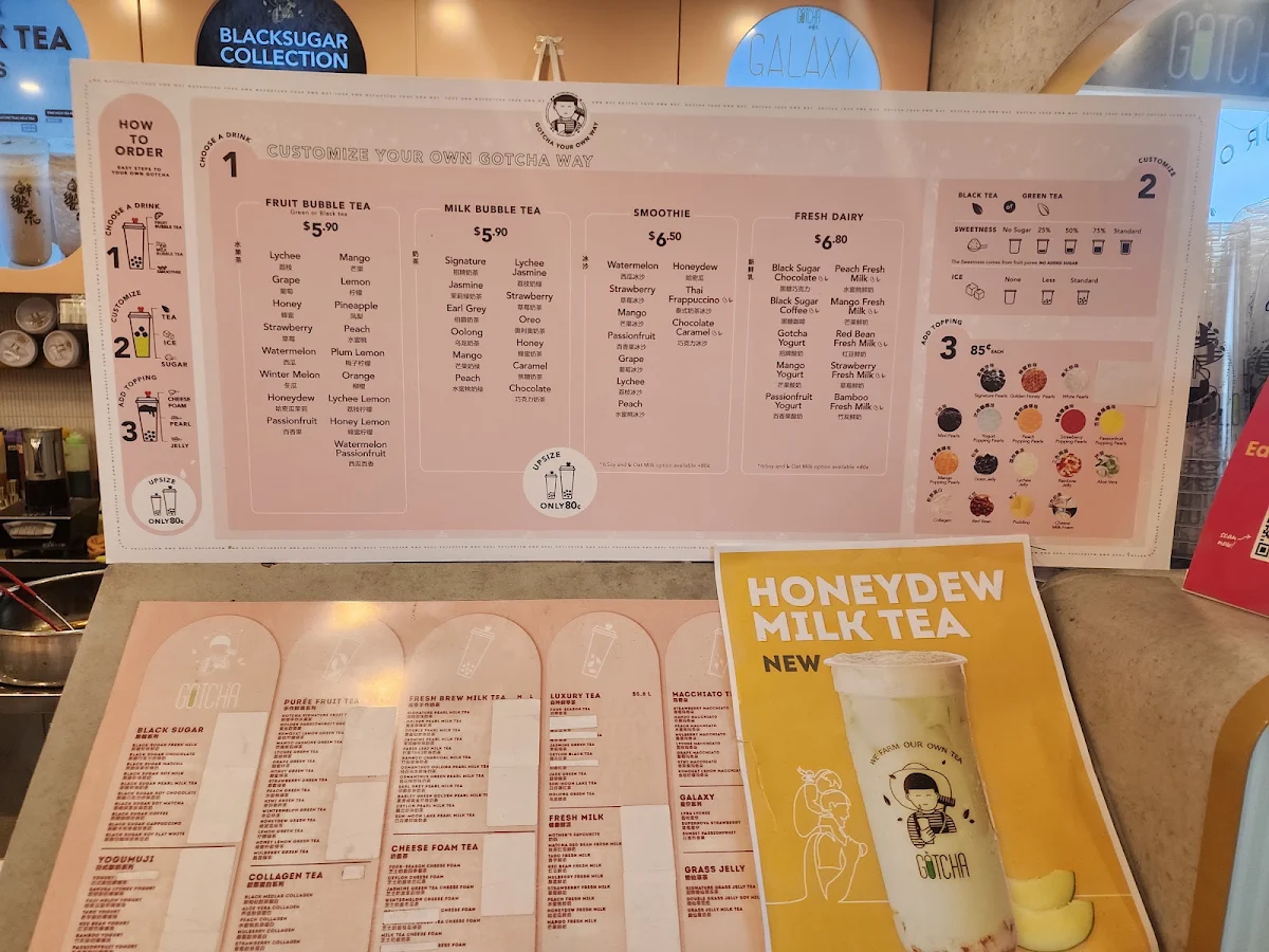Menu, Gotcha Fresh Tea - Sunshine