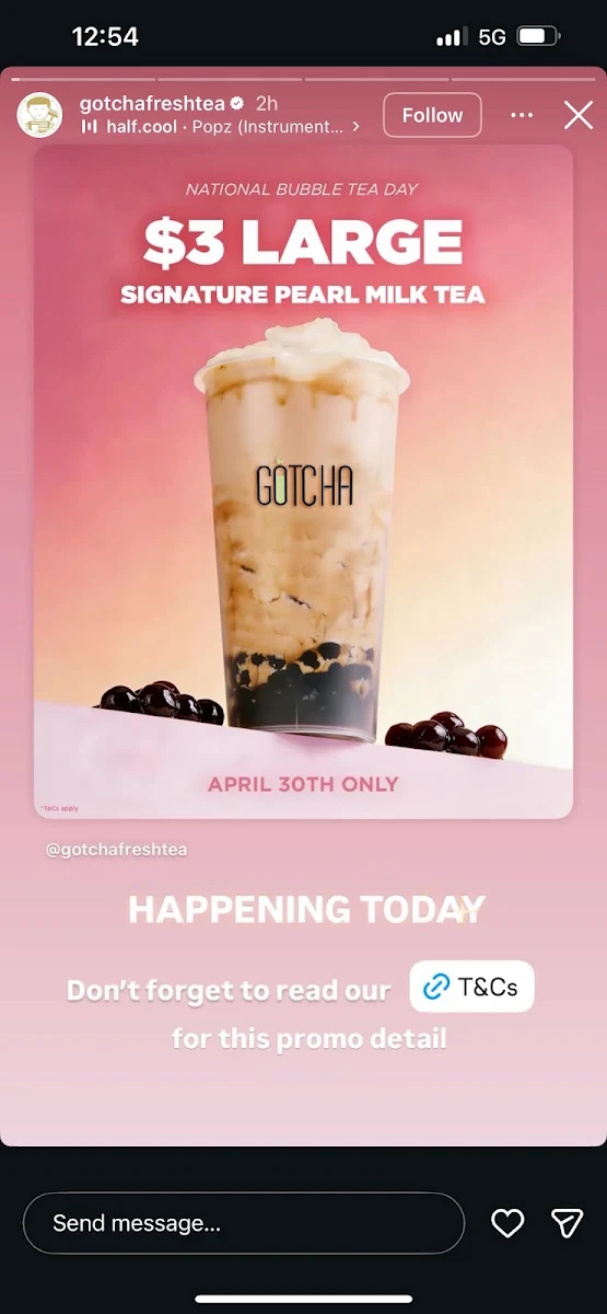 Menu, Gotcha Fresh Tea - Sunshine