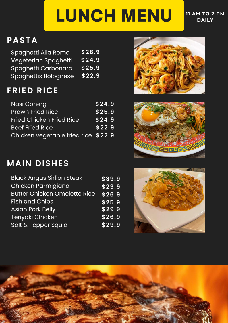 Menu, Breve's Cafe & Bar