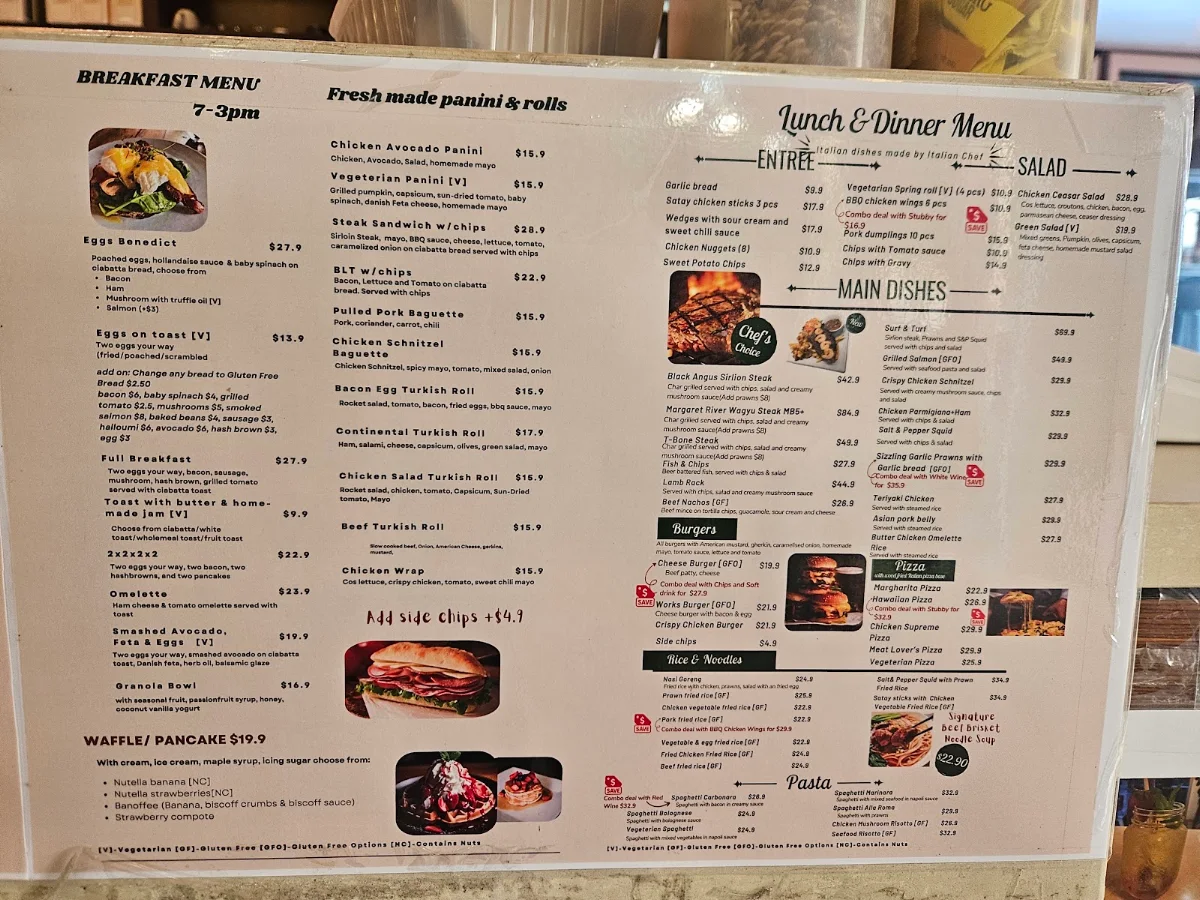 Menu, Breve's Cafe & Bar