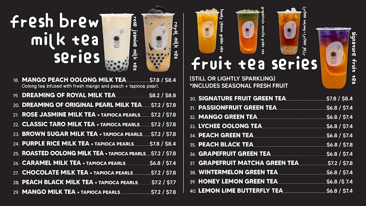 Menu, Dream Tea Bowral