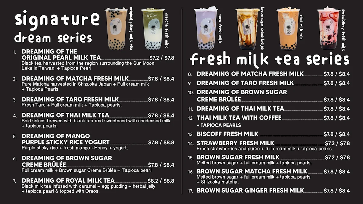 Menu, Dream Tea Bowral