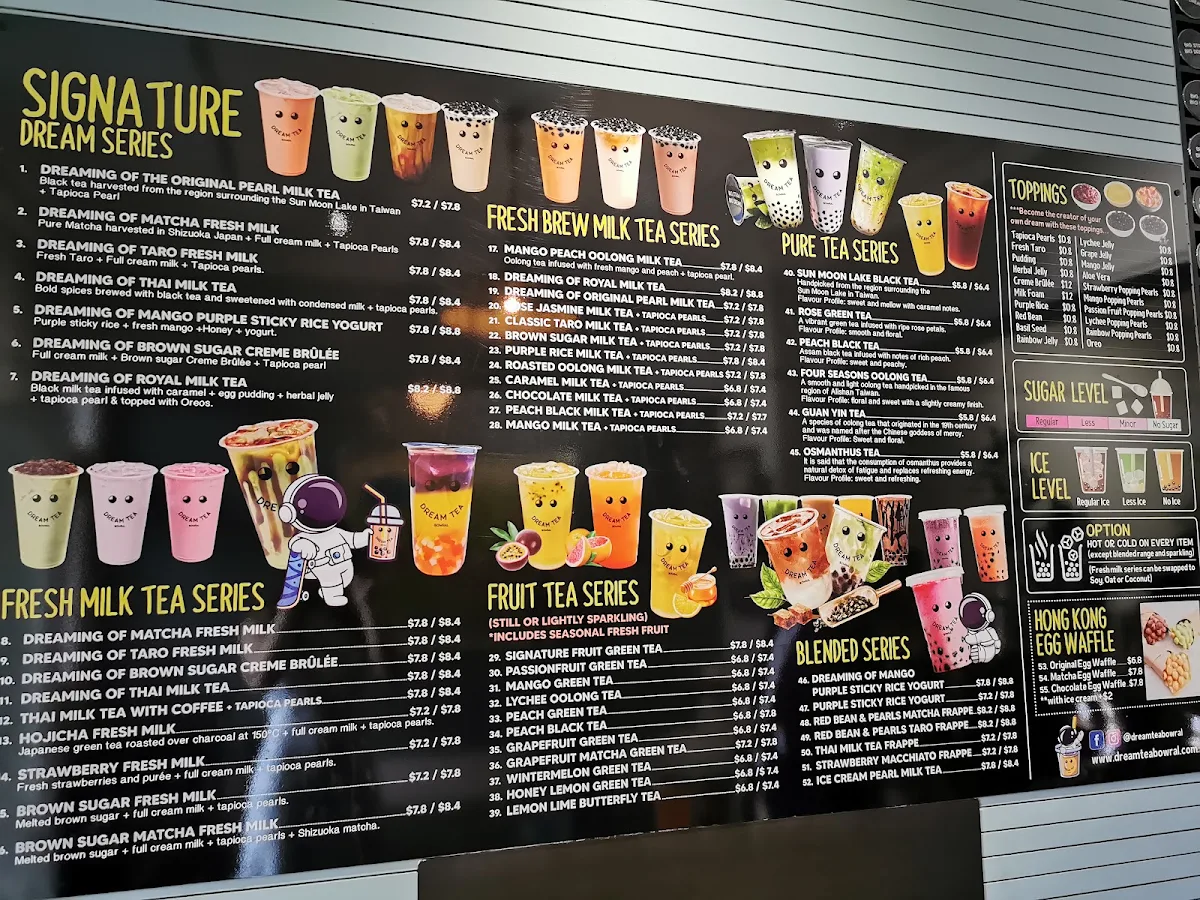Menu, Dream Tea Bowral