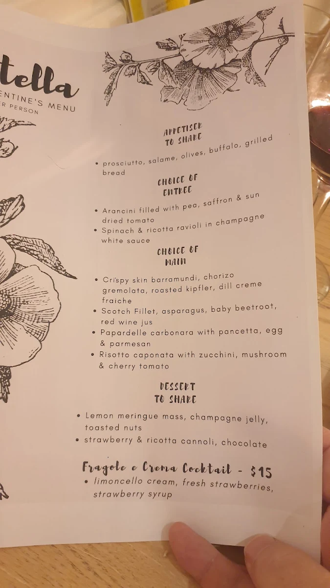 Menu, Stella Restaurant