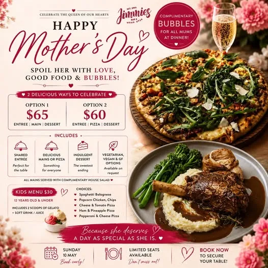 Menu, Jimmies Restaurant