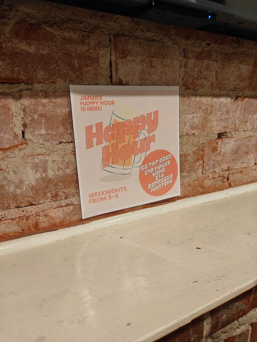 Menu, Jimmies Restaurant