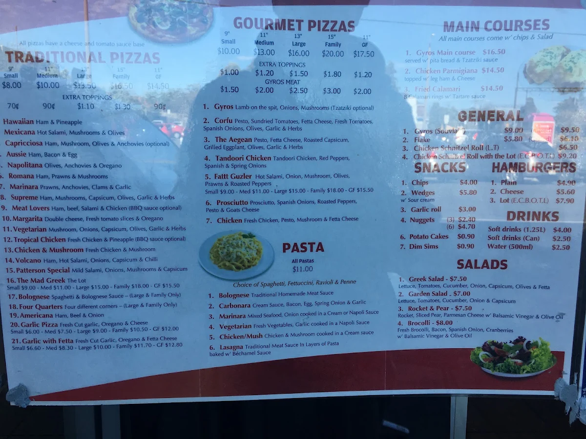 Menu, Pizza On Patterson