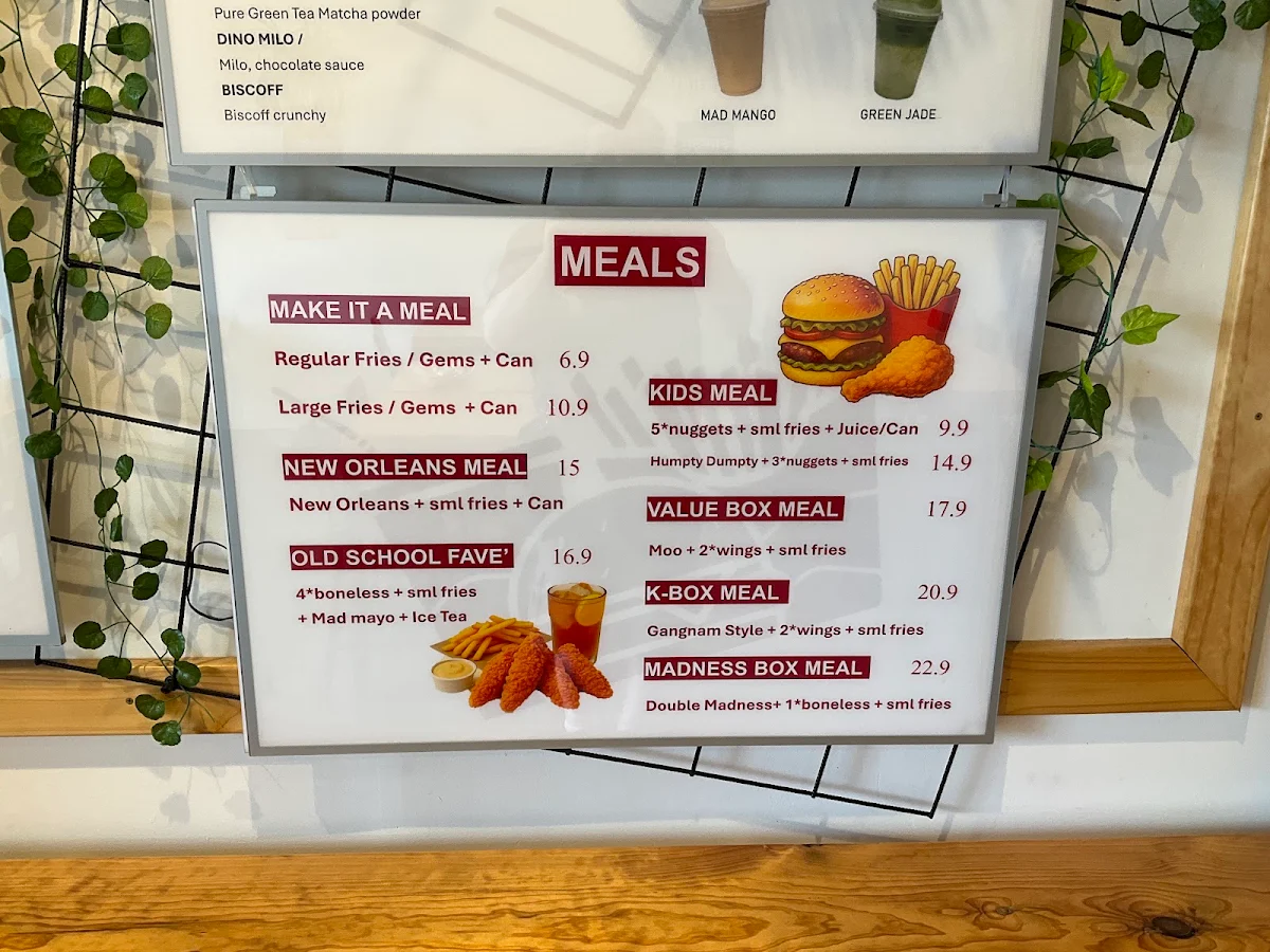 Menu, Mad Patties Wheelers Hill