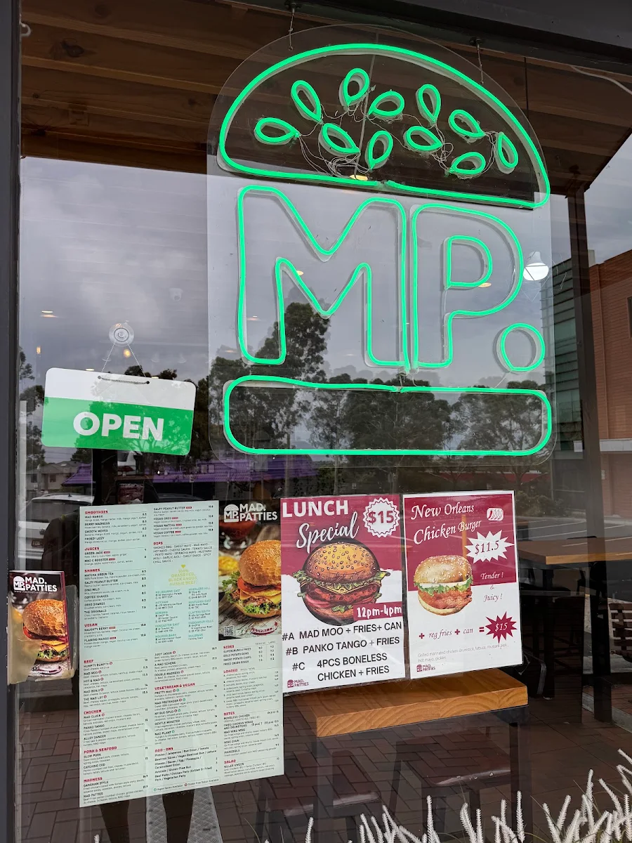 Menu, Mad Patties Wheelers Hill