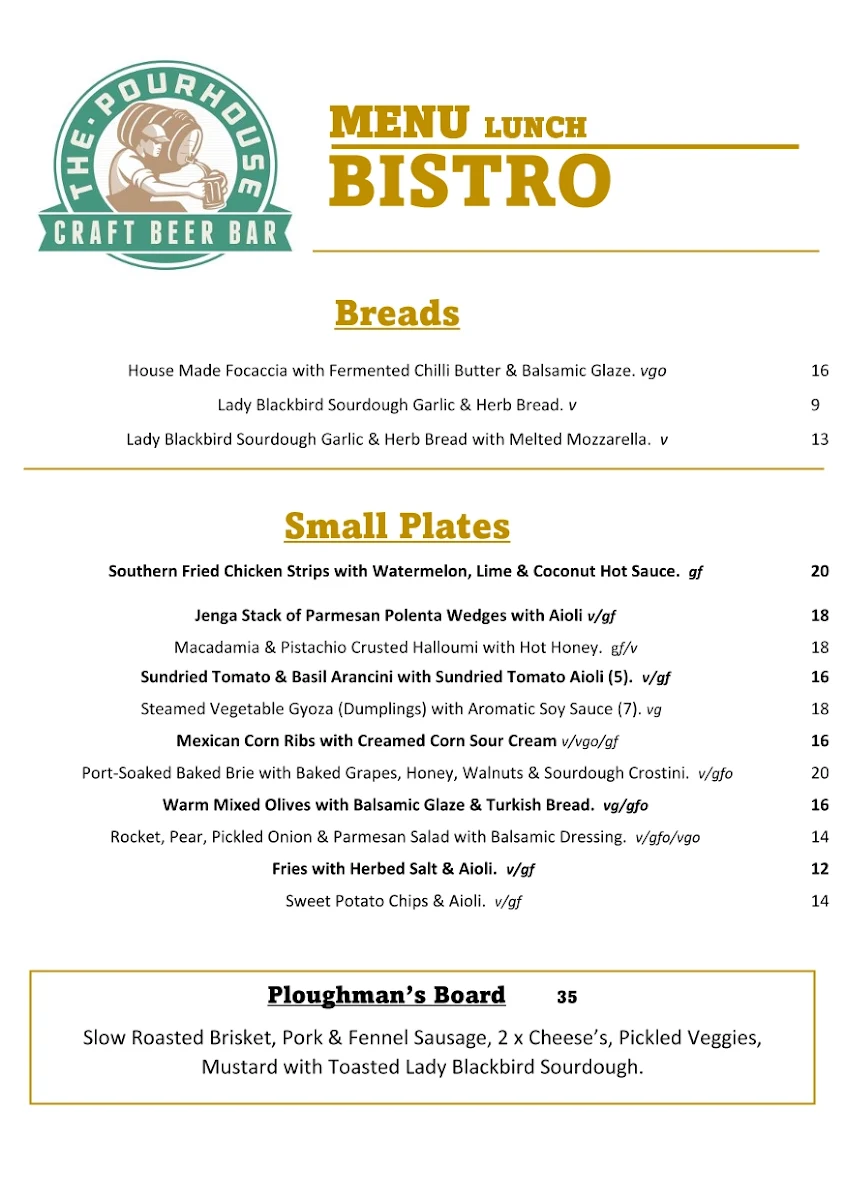 Menu, The Pourhouse