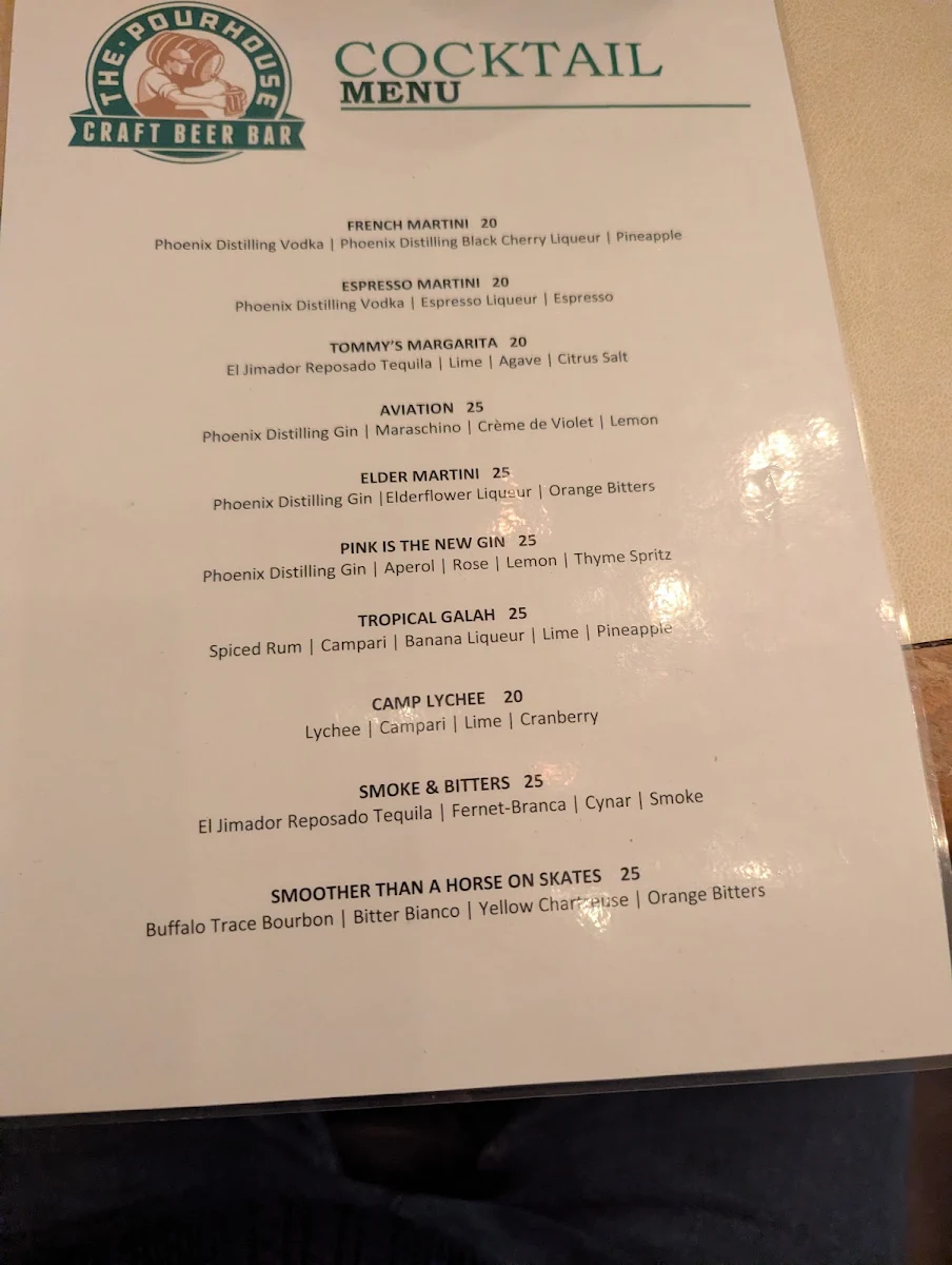 Menu, The Pourhouse