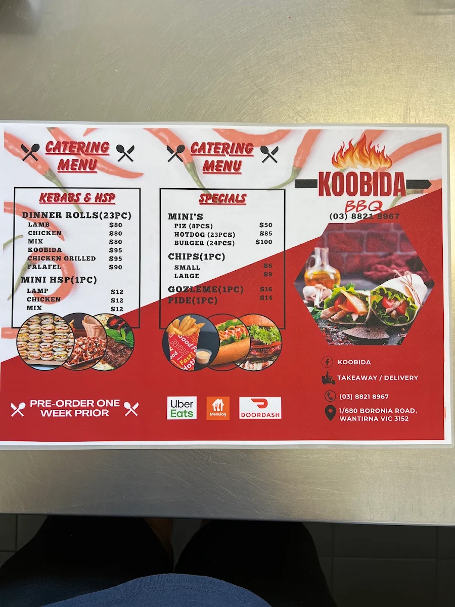 Menu, Koobida BBQ