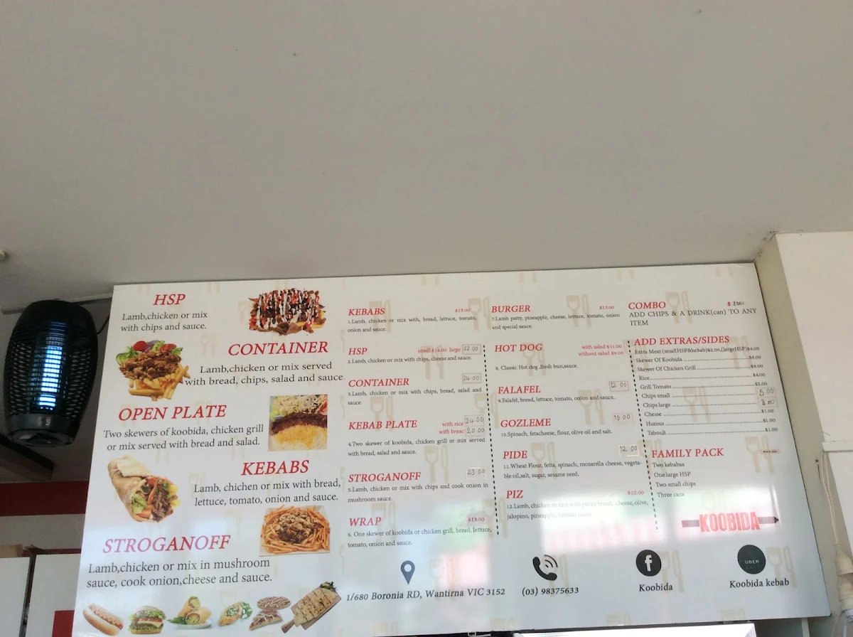 Menu, Koobida BBQ
