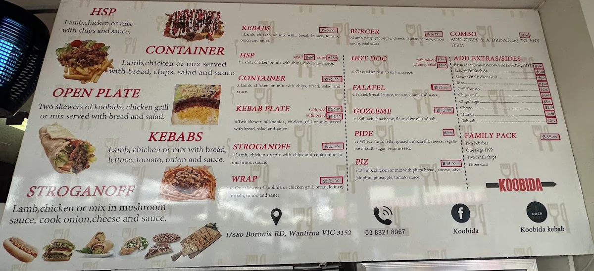 Menu, Koobida BBQ