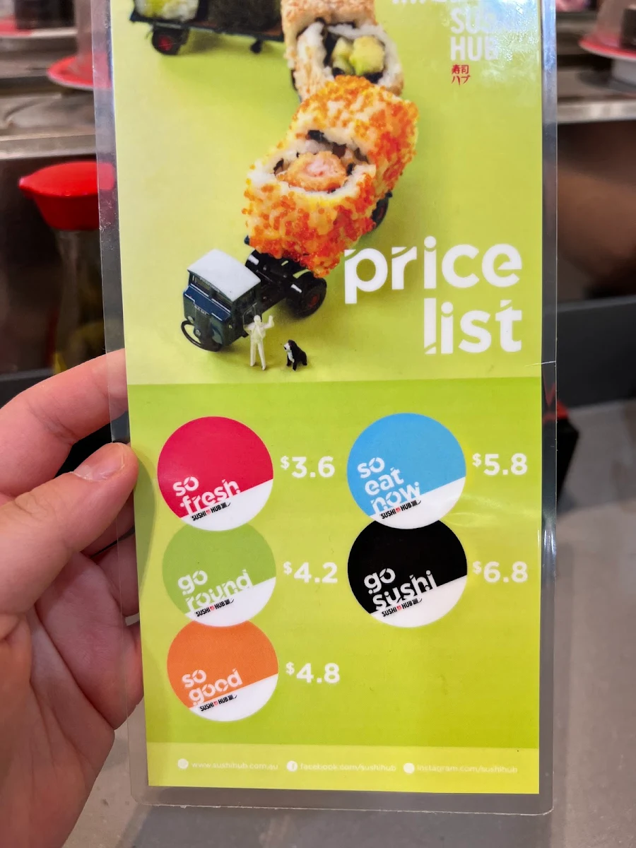 Menu, Sushi Hub Southlands Boulevarde