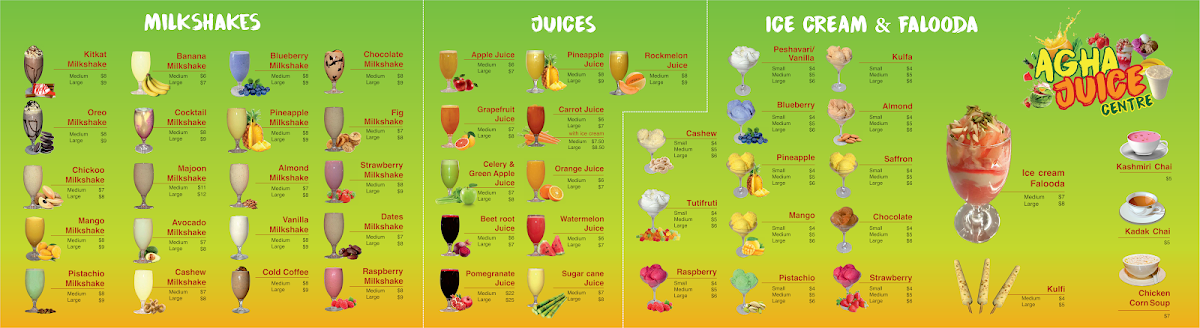 Menu, Agha juice