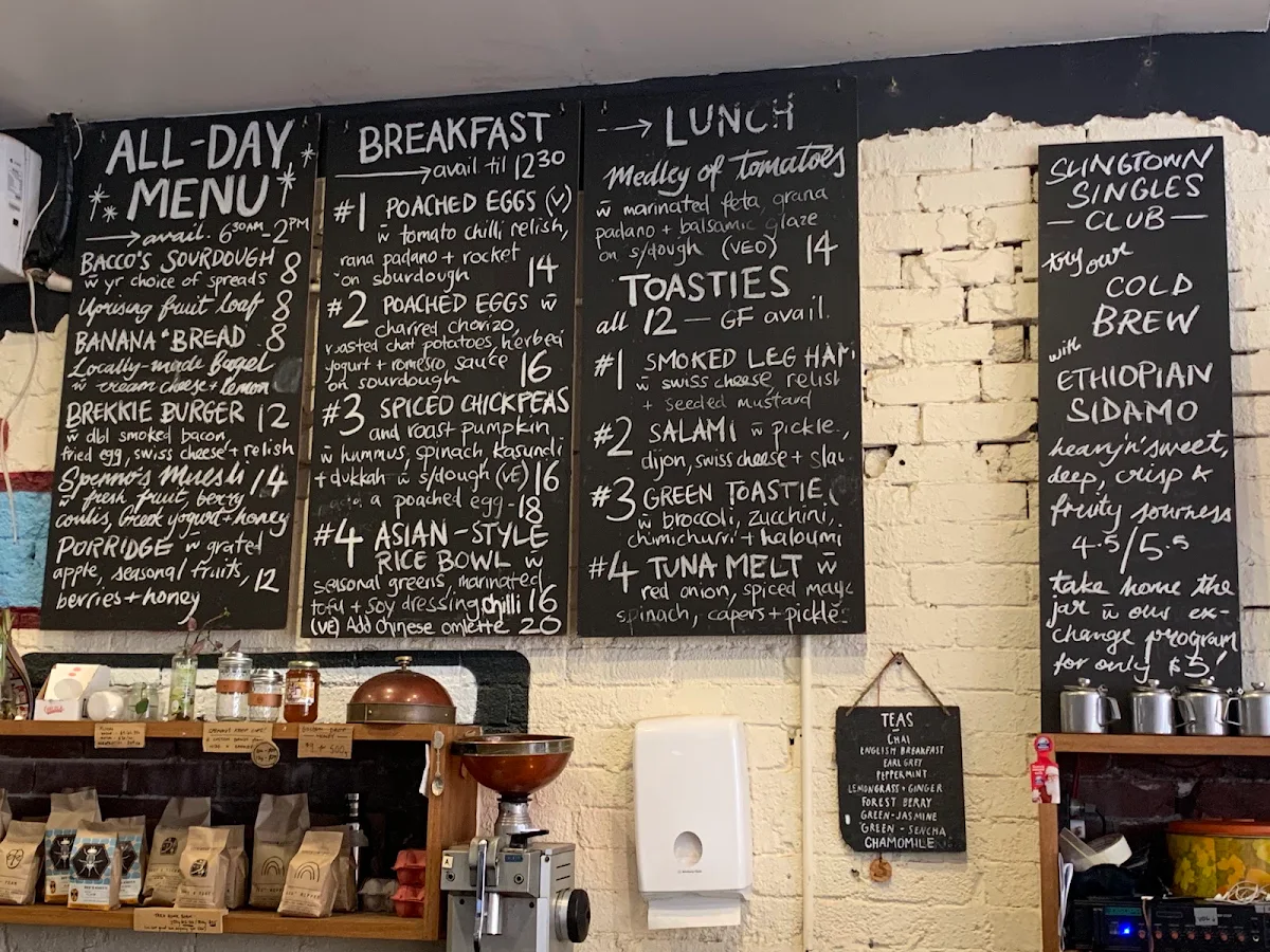 Menu, Slingtown Espresso