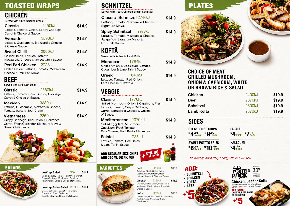 Menu, Le Wrap