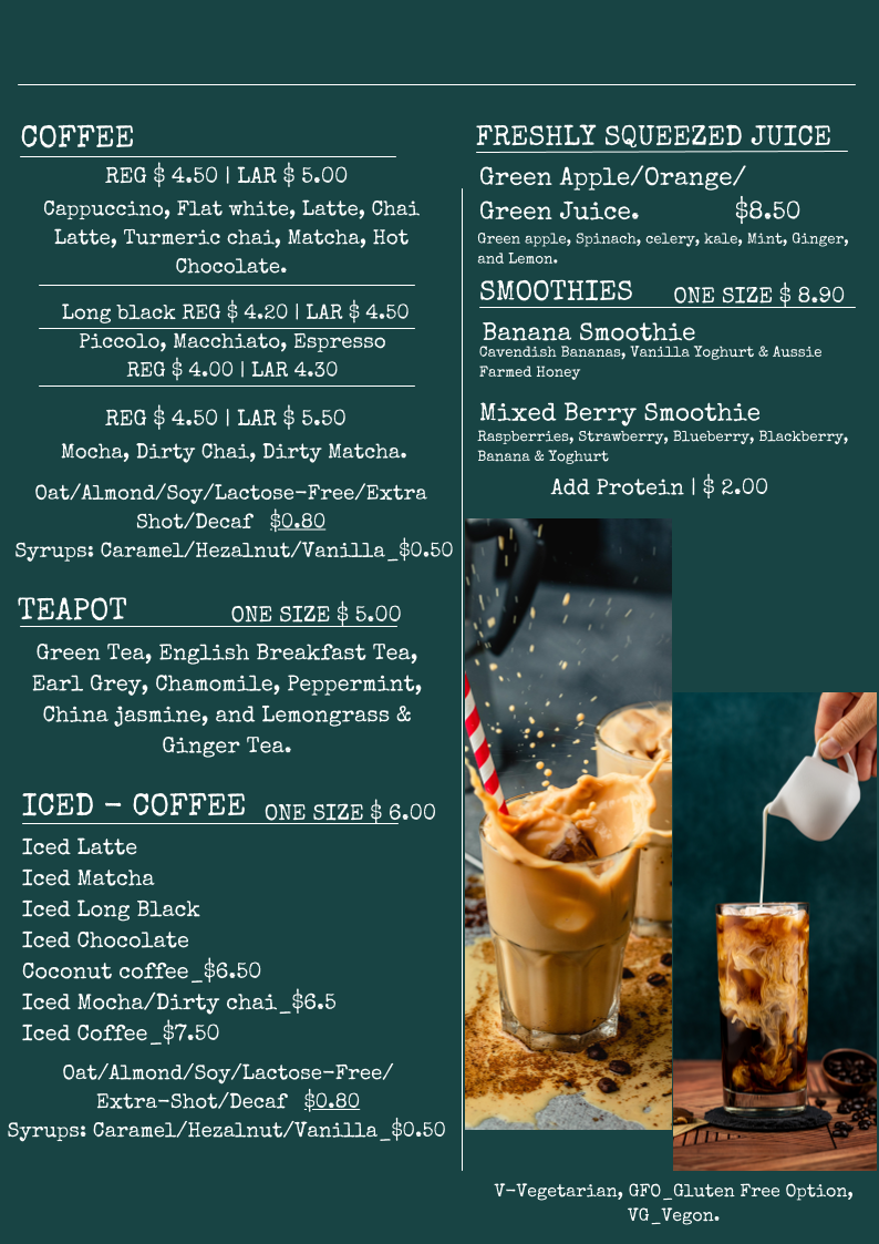 Menu, Beloved Cafe