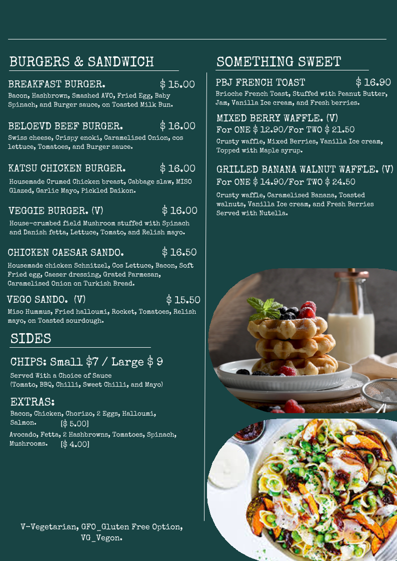 Menu, Beloved Cafe