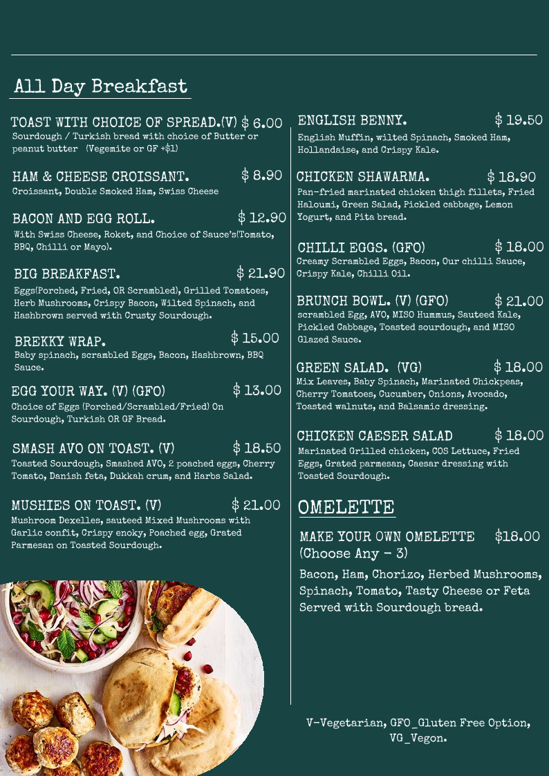 Menu, Beloved Cafe
