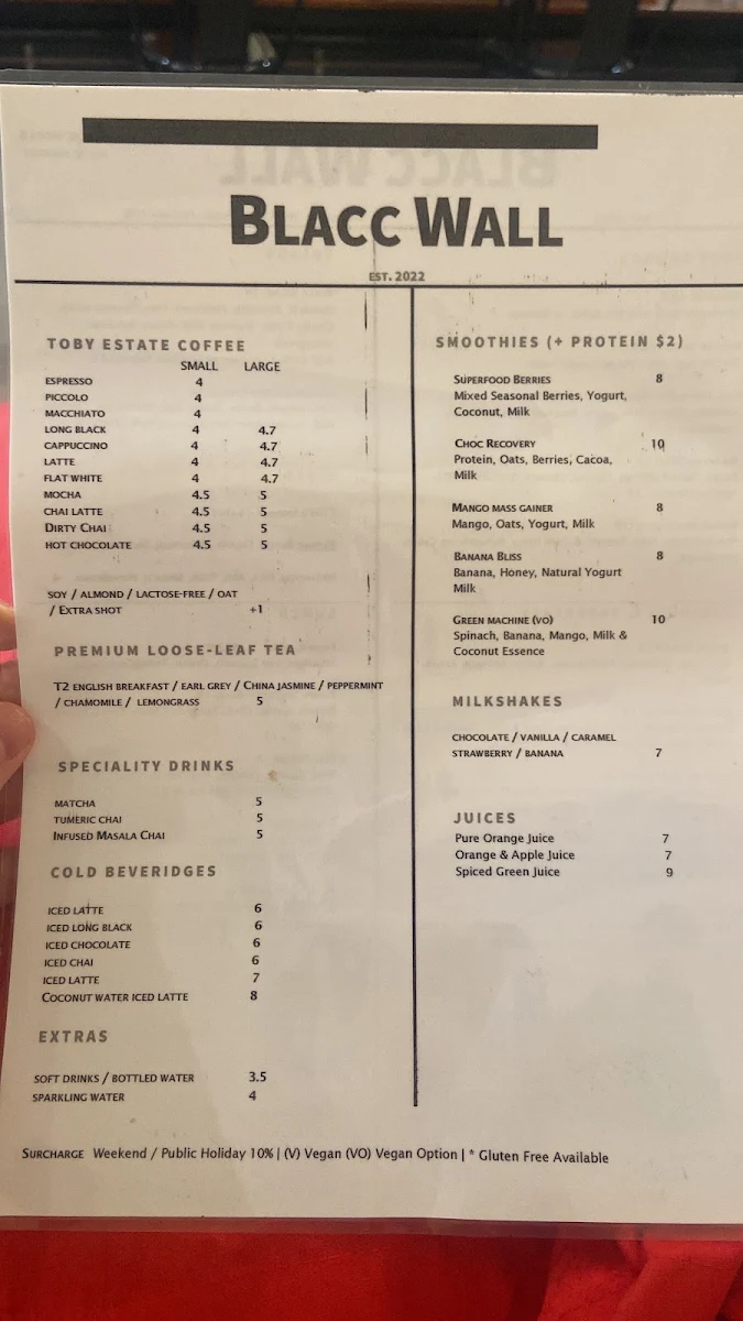 Menu, Beloved Cafe