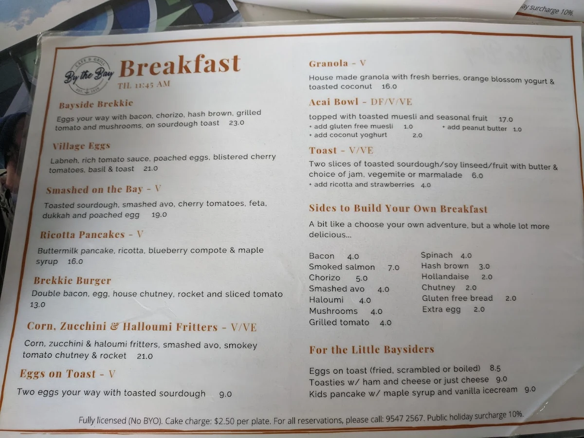Menu, Carss Park Cafe and Grill