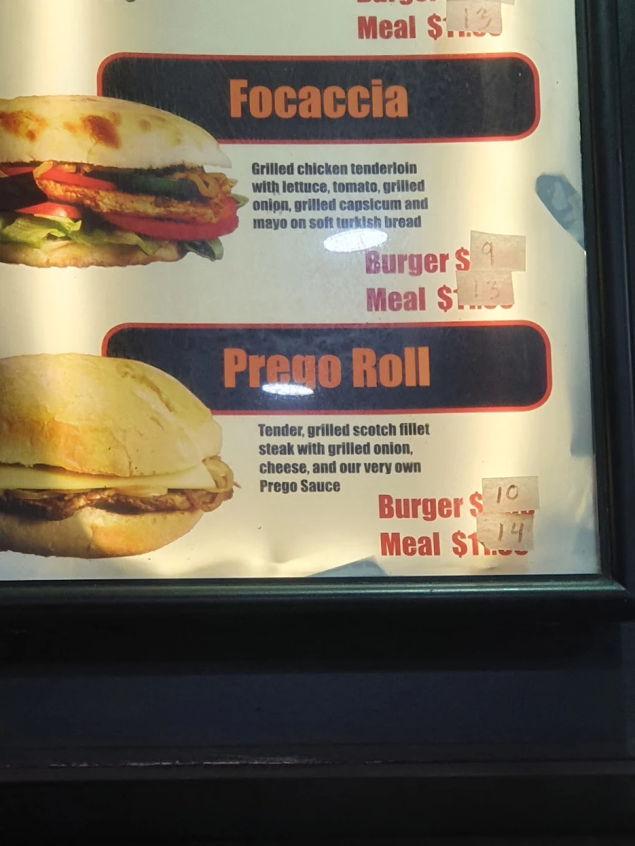 Menu, Ole Burgers Matraville