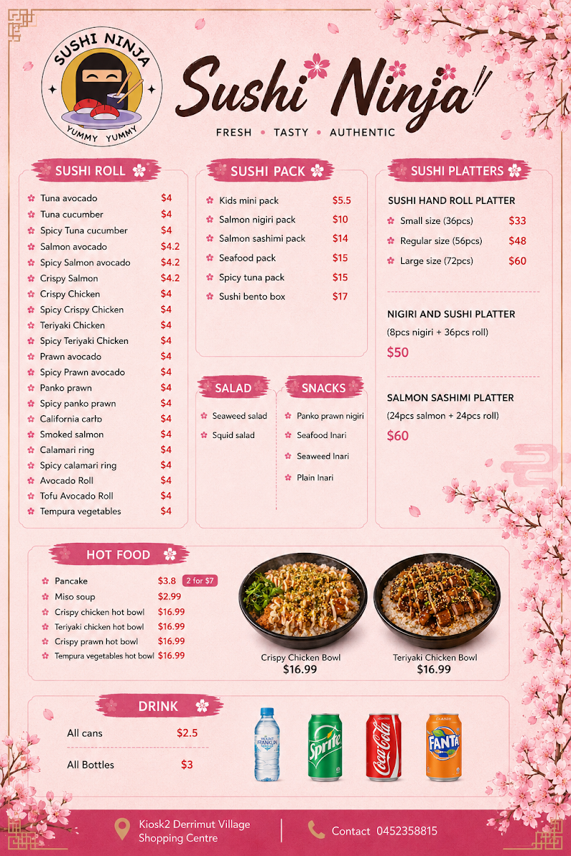 Menu, EDO Sushi