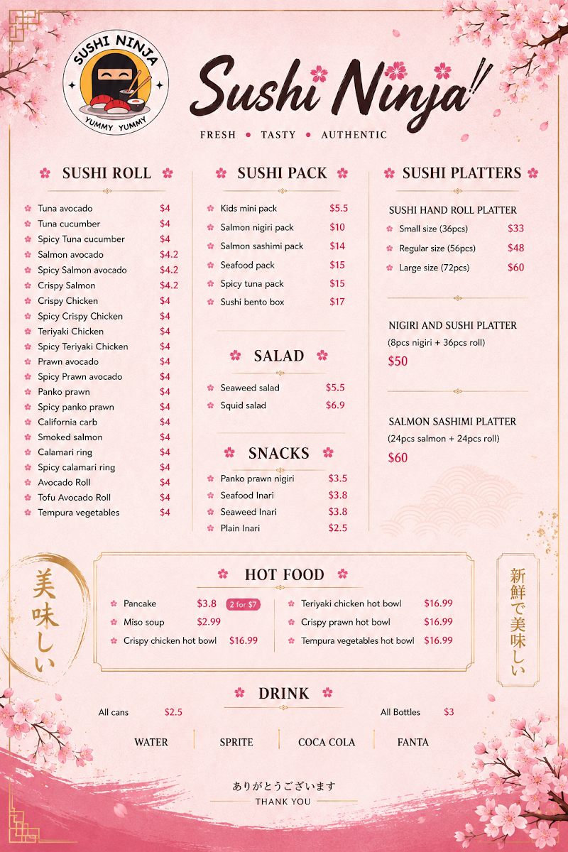Menu, EDO Sushi