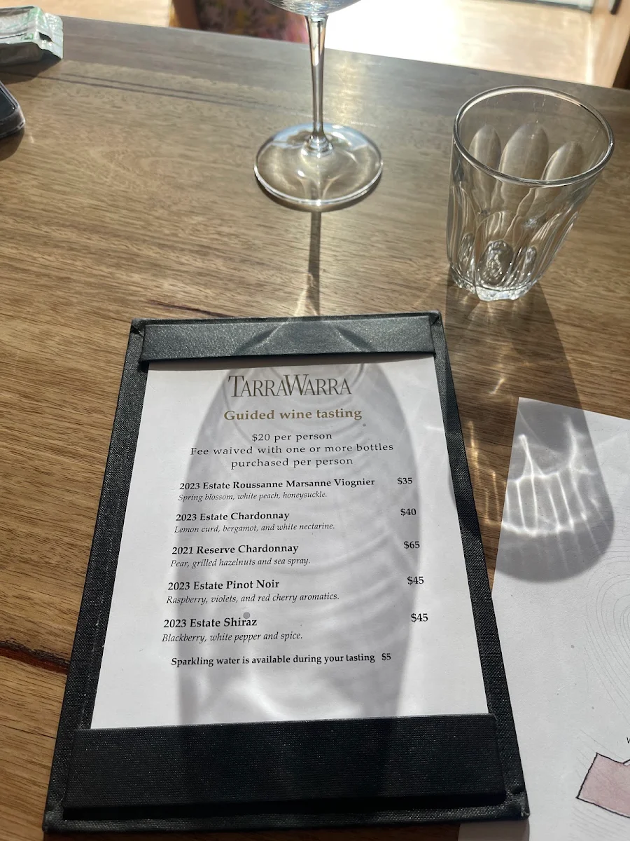 Menu, TarraWarra Yarra Valley Winery, Restaurant & Cellar Door
