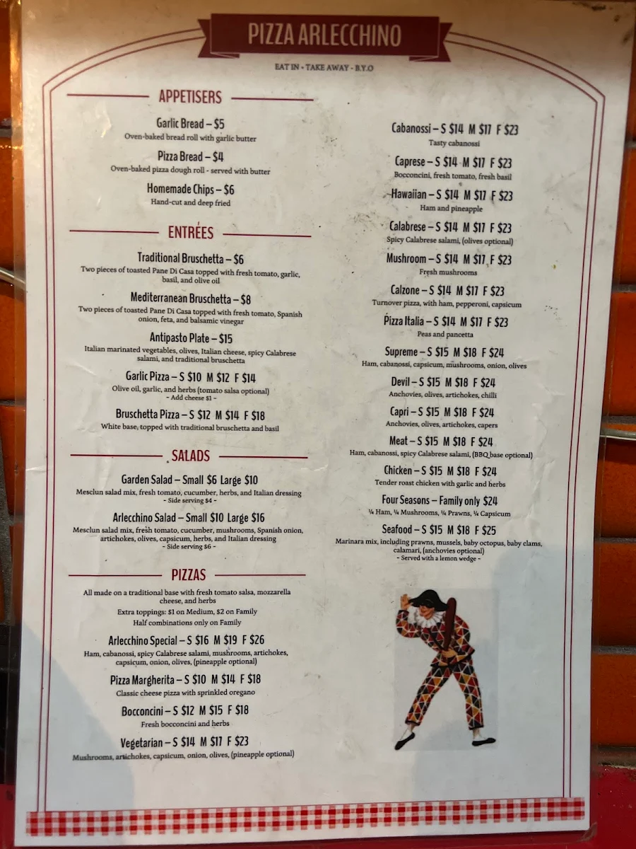 Menu, Pizza Arlecchino