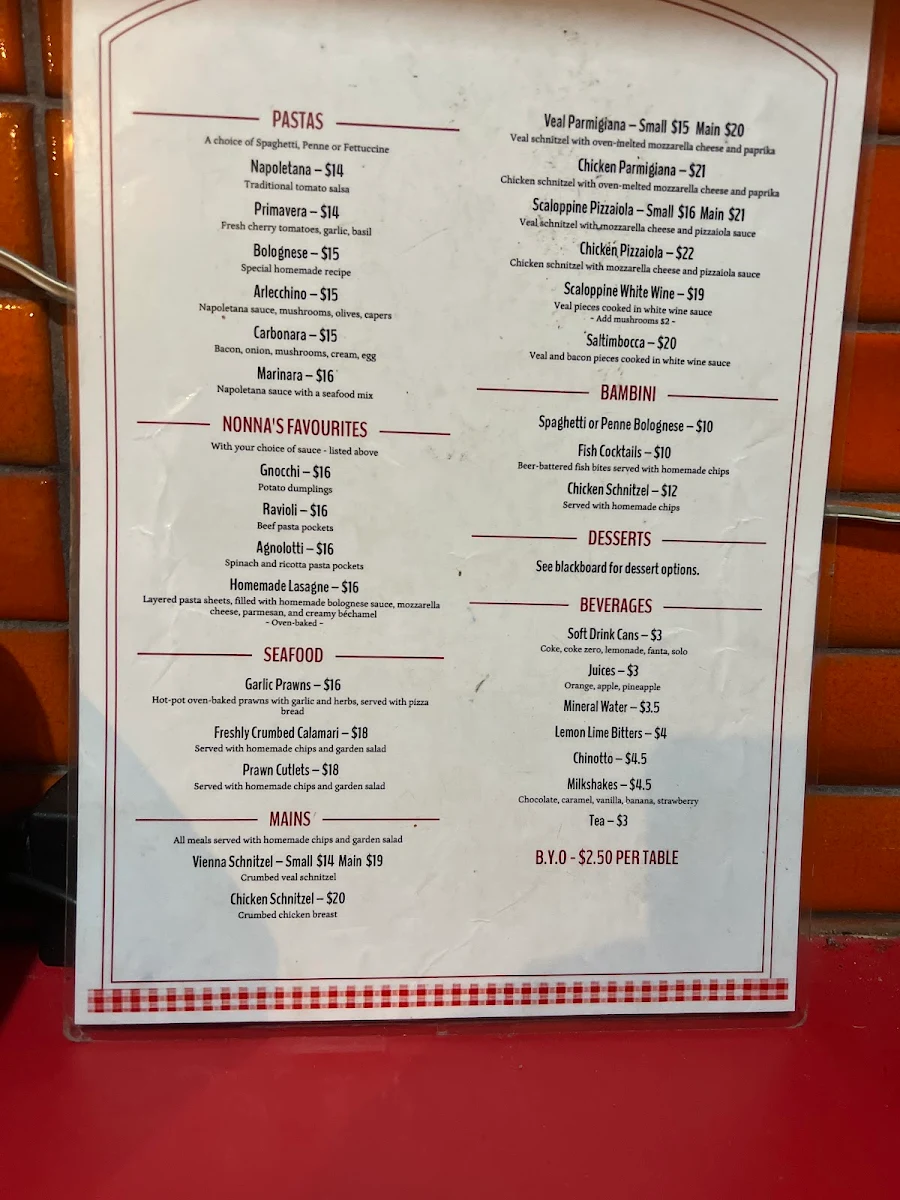 Menu, Pizza Arlecchino