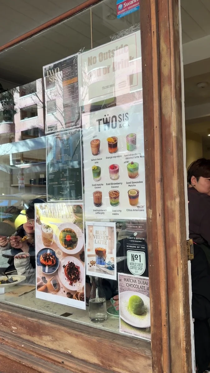 Menu, two sis & co