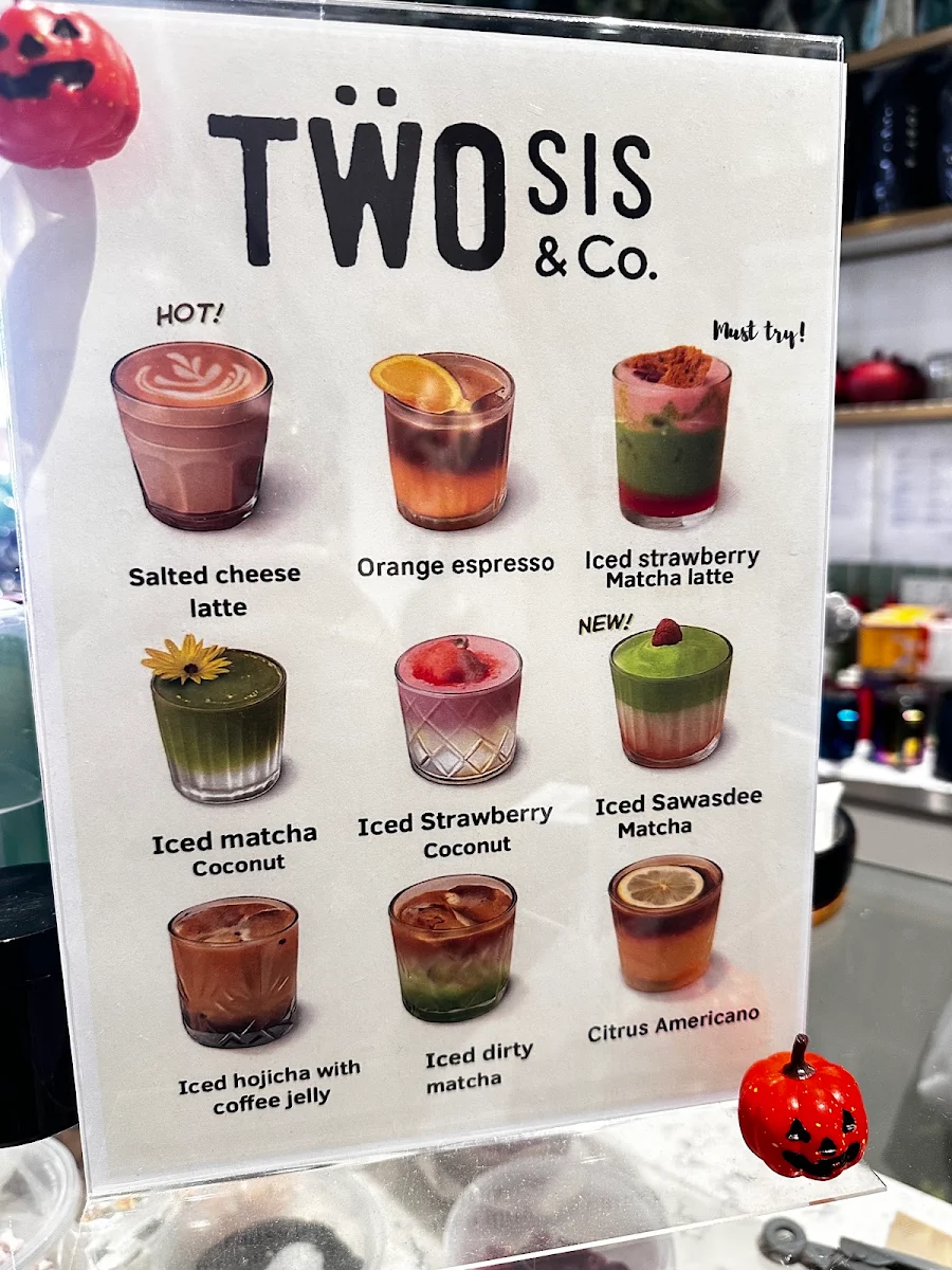 Menu, two sis & co