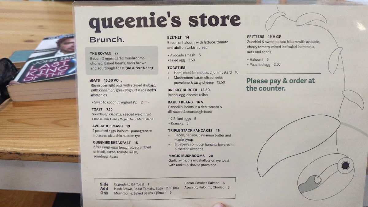 Menu, Queenies Store