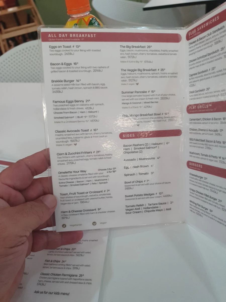 Menu, The Coffee Club Morayfield Shopping Centre