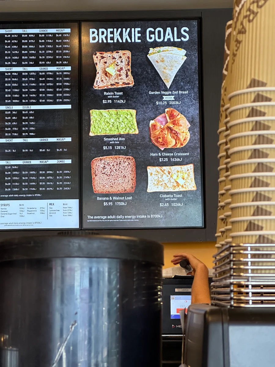 Menu, Zarraffa's Coffee Mount Gravatt