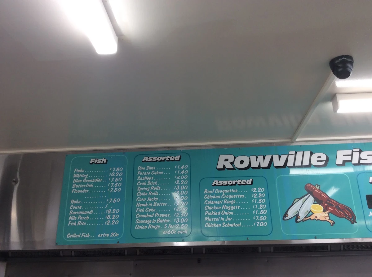 Menu, Rowville Lakes Fish & Chips Shop