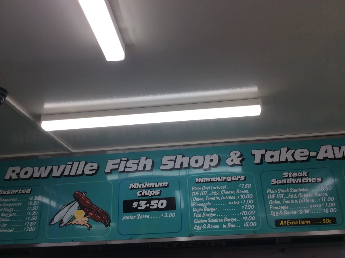Menu, Rowville Lakes Fish & Chips Shop