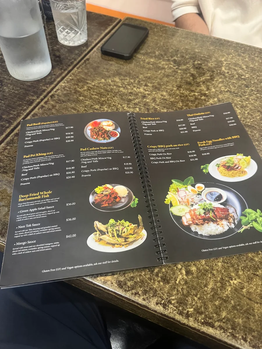 Menu, Sen Lek Thai Restaurant