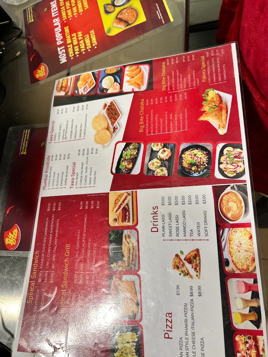 Menu, Big Bite Indian Restaurant Kingswood