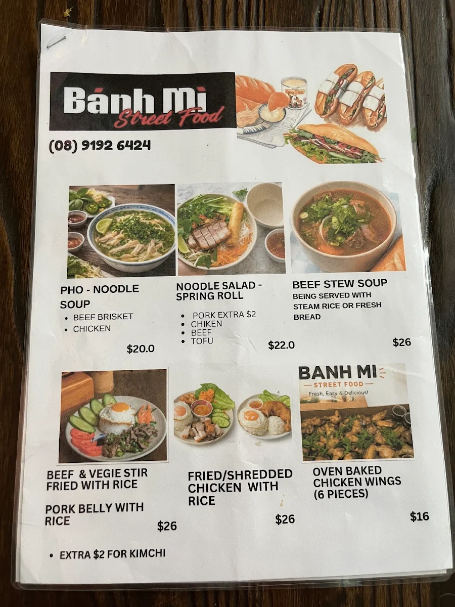 Menu, Banh Mi Street Food